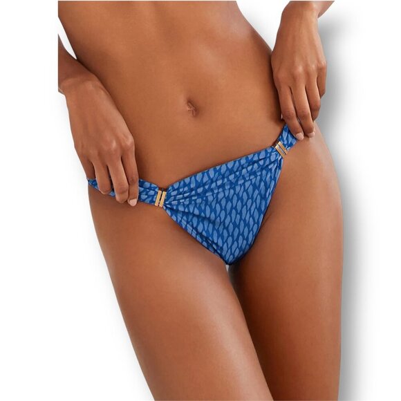 ViX XL Blue Polyamide Bia Tube Bikini Bottom 24K Gold Accents Full Coverage NWT - Picture 1 of 13